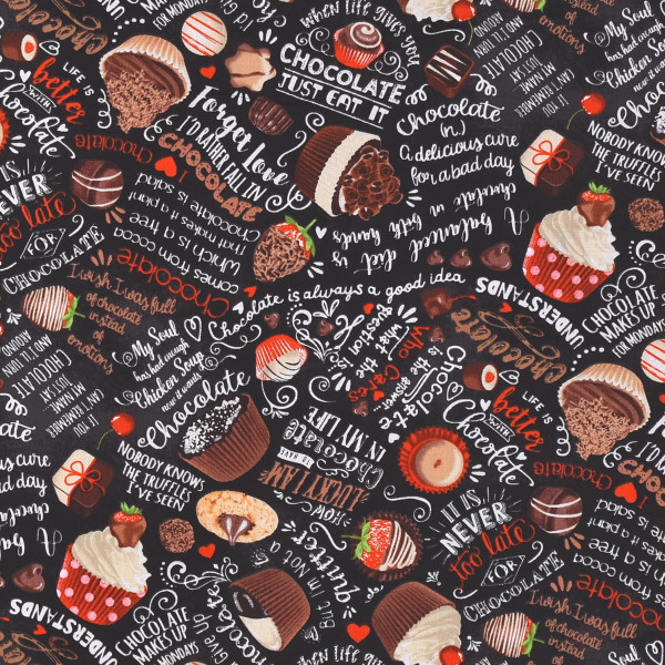 Patchworkstoff Scholade Pralinen Muffins "Chocolate Lovers" Webware