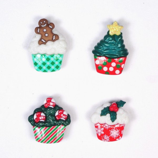 Motivknöpfe 4 Dekoknöpfe Weihnachten Cupcakes