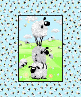 0,9 m Schafe Susybee Lewe Patchworkstoff Panel hellblau 0,9 m Schafe Susybee Lewe Patchworkstoff Panel hellblau