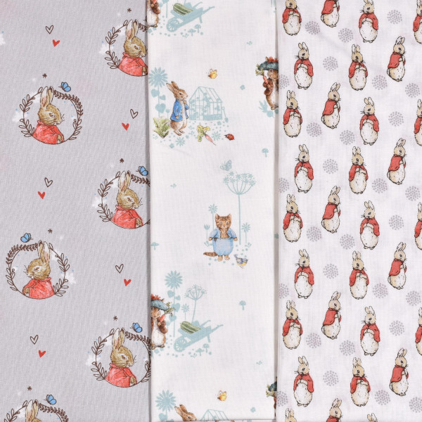 SALE Patchworkstoff Stoffpaket Peter Rabbit Hasen 3 Stoffe Ostern