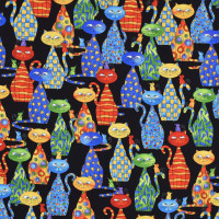 Patchworkstoff Katzen grafisch "Meouw you doing" Katzenstoff Patchworkstoff Katzen grafisch "Meouw you doing" Katzenstoff