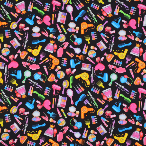 0,65 m Patchworkstoff Frauen Make up Hairstyling All Dolled Up Haare