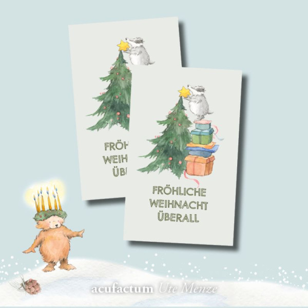 2 x acufactum Webetikett Patch Weihnachten "Fröhliche Weihnacht überall"