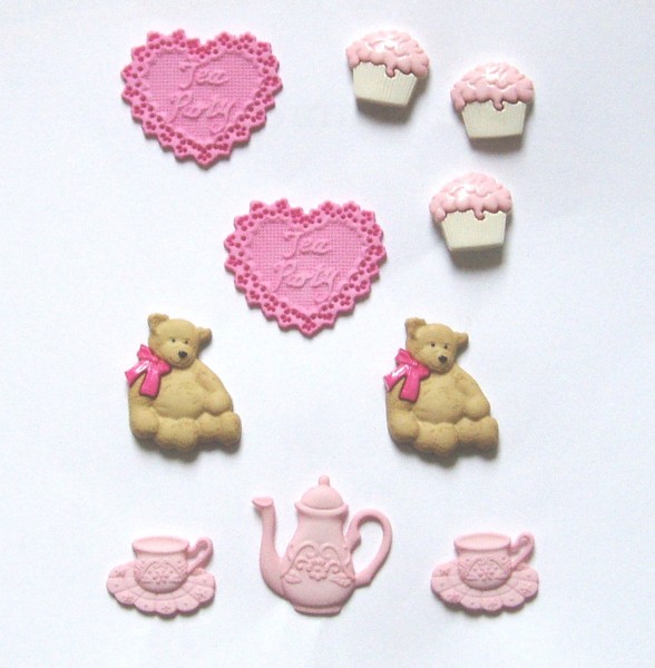 Motivknöpfe 10 Dekoknöpfe Kinder Bären Tea Party
