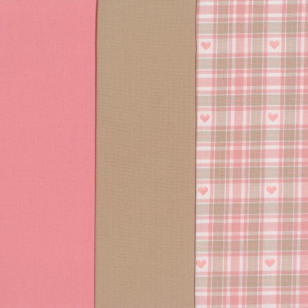 SALE Westfalenstoff Stoffpaket Herzchen Rosa 3 Stoffe