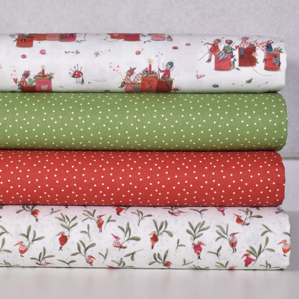 Acufactum Stoffpaket Weihnachten Mistelwichtel Fadenspiel 4 Stoffe Patch