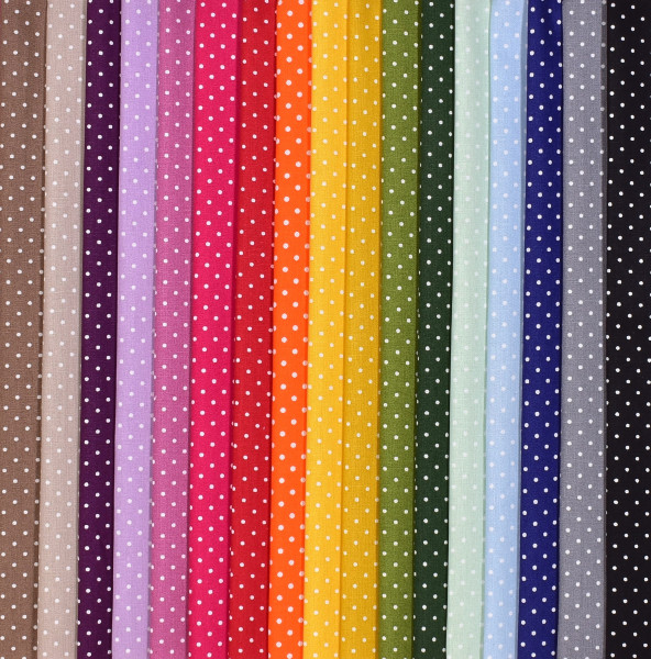 Stoffpaket Baumwollstoffe Pünktchen Regenbogen 17 Stoffe 25 x 73 cm