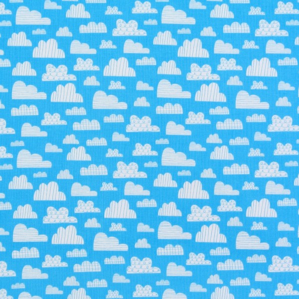 SALE 0,8 m Patchworkstoff On the Go Wolken hellblau B