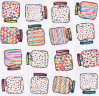 Baumwollstoff Sommer bunte Gläser Webware weiß Baumwollstoff Sommer bunte Gläser Webware weiß