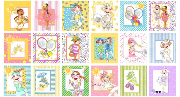 Loralie Tennis Frauen Sport Patchworkstoff Tennis Love Panel