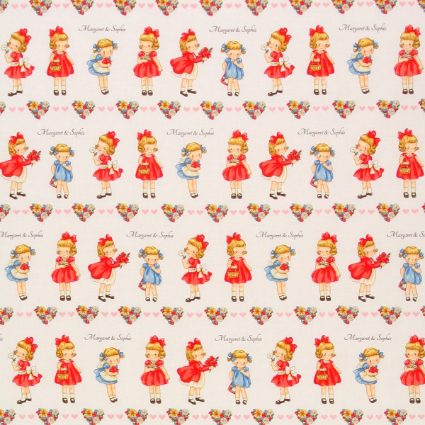 0,5 m Patchworkstoff Mädchen Kinder Retro 50er Dear Little World