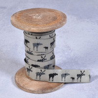 1 m Webband Elche schwarz grau 2 cm breit beige 1 m Webband Elche schwarz grau 2 cm breit beige