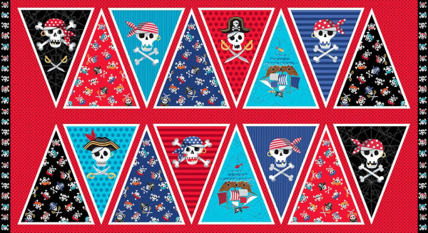 Patchworkstoff DIY Wimpelkette Piraten "Pirate Bunting" Panel