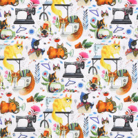 Patchworkstoff Katzen Nähzimmer Nähmaschine "Sew Mischievous" Patchworkstoff Katzen Nähzimmer Nähmaschine "Sew Mischievous"