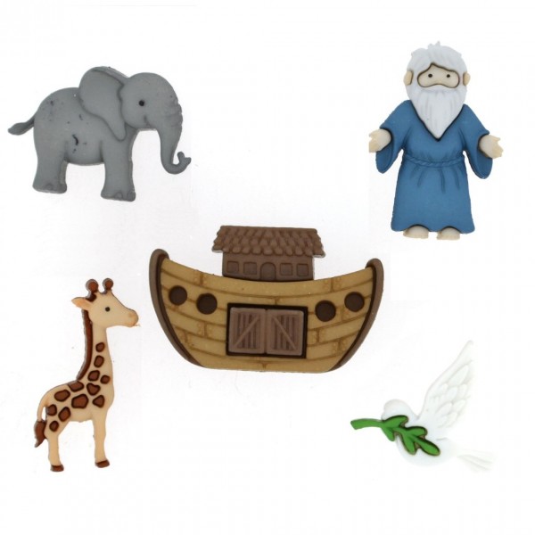 Motivknöpfe 5 Dekoknöpfe Arche Noah Tiere