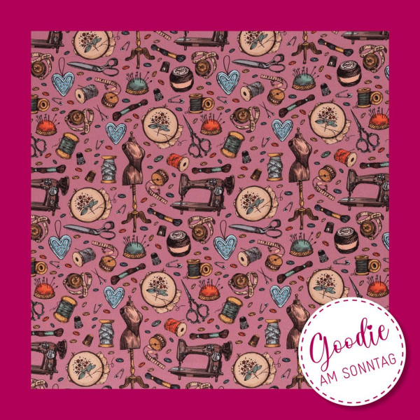 Goodie am Sonntag Baumwollstoff Näh- und Handarbeitsutensilien 0,50 x 1,40 m