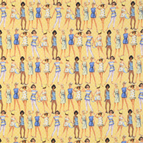 Patchworkstoff Stoffpaket Frauen 50er Retro Strandmode "At the Beach"