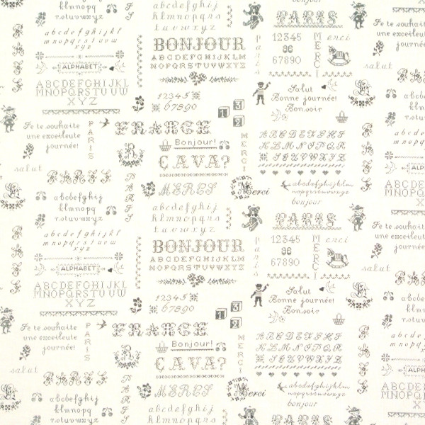 SALE 1 m Patchworkstoff Yuwa Kreuzstichmuster Monogramme