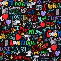 Patchworkstoff Hunde Hundeliebe Schrift I love my Dog Webware Patchworkstoff Hunde Hundeliebe Schrift I love my Dog Webware