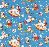 Patchworkstoff Kinder Weltall Weltraum Retro Astronauten 50er Jahre Patchworkstoff Kinder Weltall Weltraum Retro Astronauten 50er Jahre