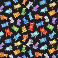 Patchworkstoff Katzen Katzenstoff allover "Live Love Meow" schwarz Patchworkstoff Katzen Katzenstoff allover "Live Love Meow" schwarz