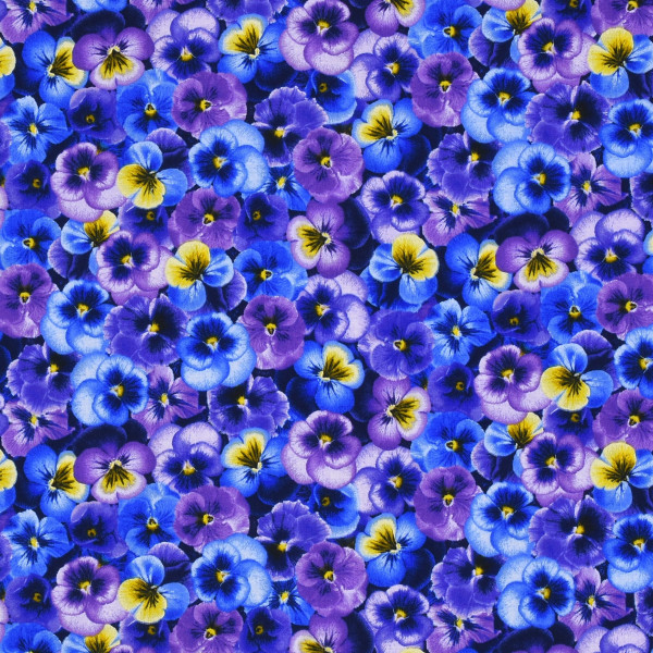 Stiefmütterchen Blumen "Pansy Paradise" Blau-Lila Patchworkstoff