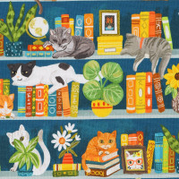 Vorschau: Patchworkstoff Buch Bücher Lesen Katzen "Purrfect Bookshelf" Bordüre Vorschau: Patchworkstoff Buch Bücher Lesen Katzen "Purrfect Bookshelf" Bordüre