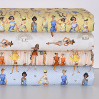 Vorschau: Patchworkstoff Stoffpaket Frauen 50er Retro Strandmode "At the Beach" Vorschau: Patchworkstoff Stoffpaket Frauen 50er Retro Strandmode "At the Beach"