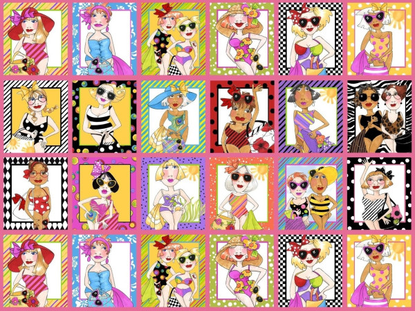 0,8 m Loralie Frauen Beauty Beach Patchworkstoff Baden Panel