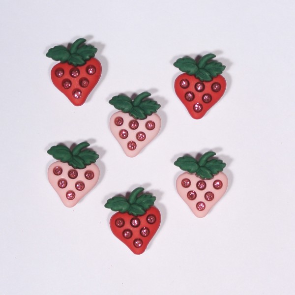 Knöpfe Erdbeeren Glitter Obst