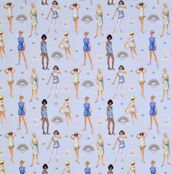 Patchworkstoff Stoffpaket Frauen 50er Retro Strandmode "At the Beach"