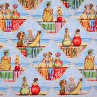 1 m Patchworkstoff Fruit Ladies Frauen Rhomben Webware 1 m Patchworkstoff Fruit Ladies Frauen Rhomben Webware