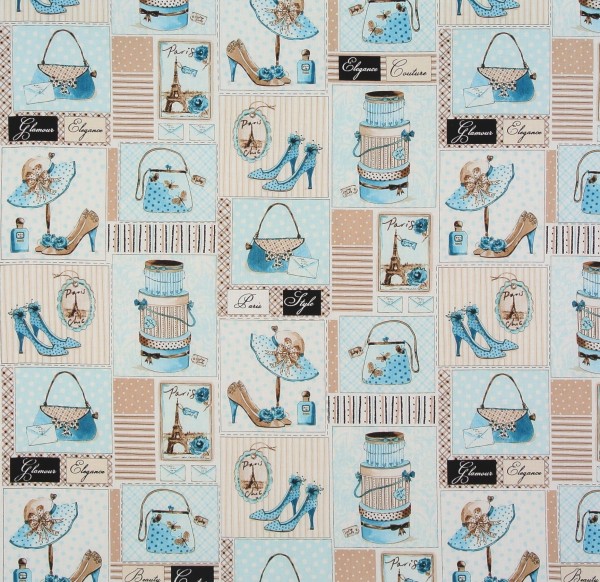 0,70 m Patchworkstoff Frauen Glamour Schuhe Taschen