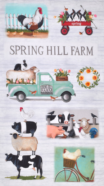 Patchworkstoff Bauernhof Tiere Pick up "Spring Hill Farm" Panel