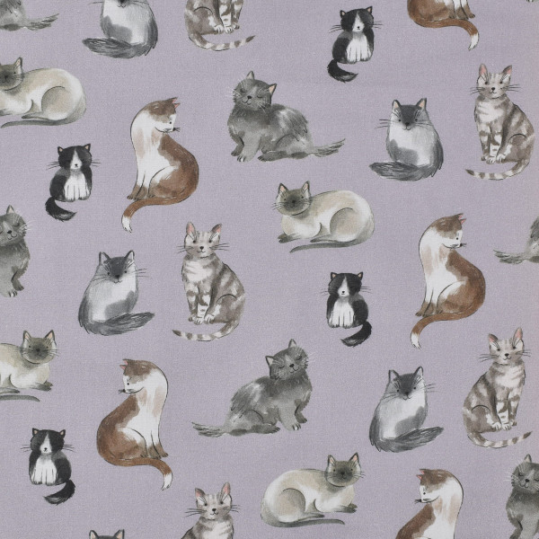 1,00 m Baumwollstoff Katzen Kätzchen Pfoten Popeline grau Webware