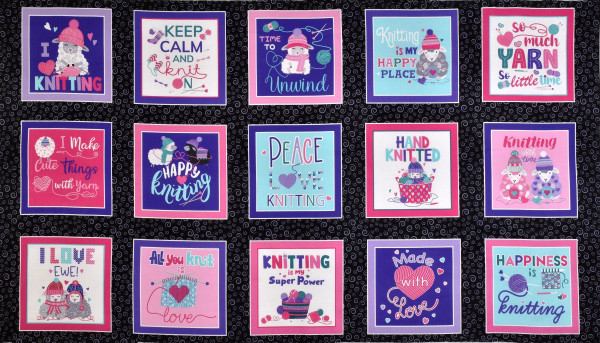 0,6 m Patchworkstoff Strichen Schafe Sprüche Motive "Love Eve more" Panel