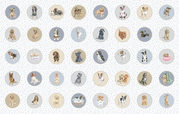 0,7 Patchworkstoff Panel Hunde Tiere runde Bilder Whiskers and Paws