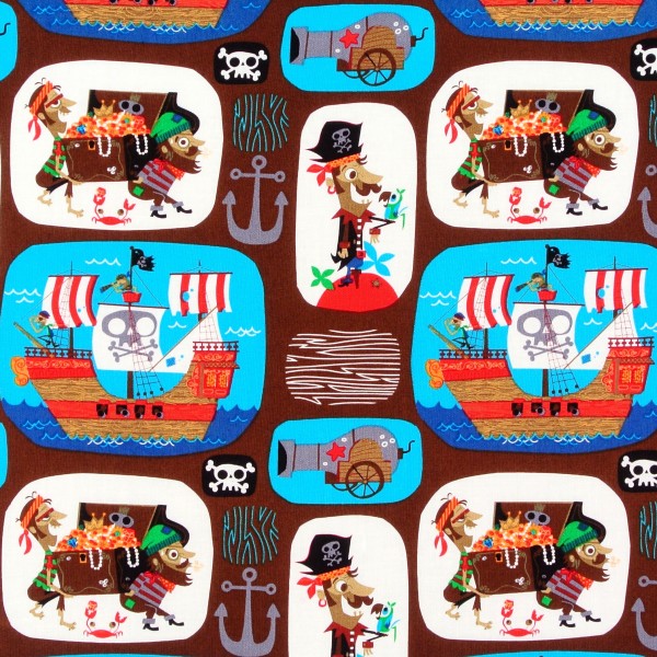 Pirate S Journal Piraten Piratenschiffe Kleine Motive Kinder Kindermotive Patchworkstoffe Stoffe Meine Lieblingsstoffe