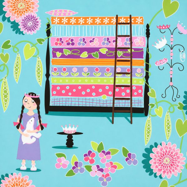 SALE 1 m Patchworkstoff Prinzessin auf der Erbse Kinderstoff