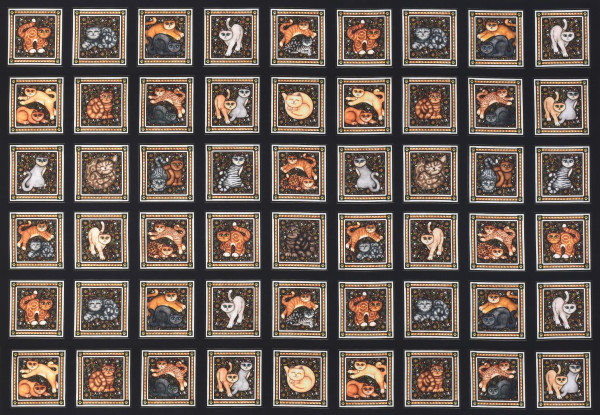 0,65 m Dan Morris Katzen Patchworkstoff "Meow" Panel Einzelstück