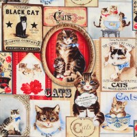 SALE 0,6 m Patchworkstoff Katzen Katzenbilder "Victorian Cats" SALE 0,6 m Patchworkstoff Katzen Katzenbilder "Victorian Cats"