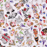 Loralie Nähen Frauen "Sew Sew" allover Patchworkstoff Loralie Nähen Frauen "Sew Sew" allover Patchworkstoff