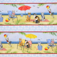 0,7 m Patchworkstoff Katzen Sommer Strand Meer "Coastal Kitty"" Border 0,7 m Patchworkstoff Katzen Sommer Strand Meer "Coastal Kitty"" Border