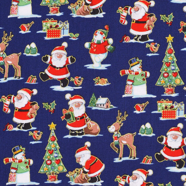 Patchworkstoff Weihnachten Winter Motive "Santa`s Christmas" blau