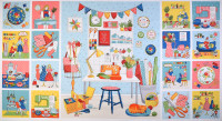 0,6 m Patchworkstoff Nähen Nähutensilien Nähzimmer "Sewing Room"Panel 0,6 m Patchworkstoff Nähen Nähutensilien Nähzimmer "Sewing Room"Panel