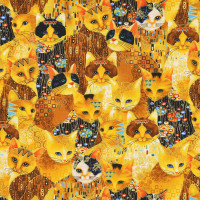 Patchworkstoff edle Katzen Katzenstoff "Golden Cats" gold Patchworkstoff edle Katzen Katzenstoff "Golden Cats" gold