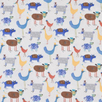 Baumwollstoff witzige Bauernhoftiere Schafe Schweine Kühe Hühner Baumwollstoff witzige Bauernhoftiere Schafe Schweine Kühe Hühner