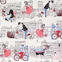 Sale 1 m Patchworkstoff "Joie de Vivre" verliebte Paare weiß Sale 1 m Patchworkstoff "Joie de Vivre" verliebte Paare weiß