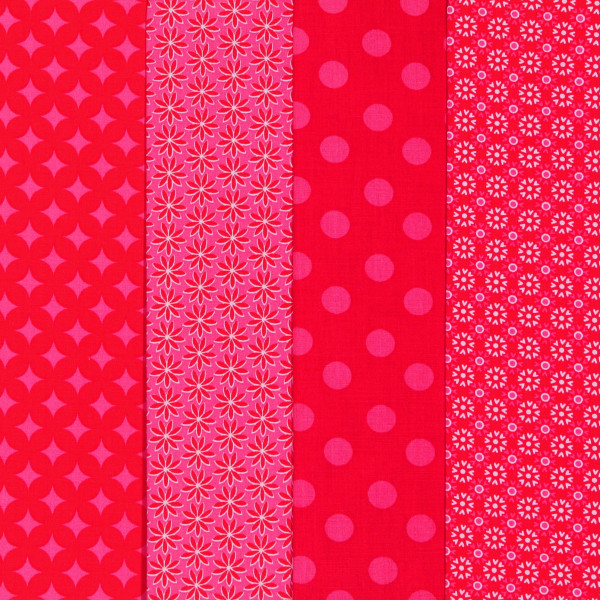 SALE Stoffpaket Baumwollstoff Fantasie Pink-Rot 4 Stoffe