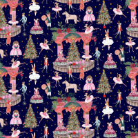 Patchworkstoff Weihnachten Mäuse Nussknacker "Woodland Ballett" blau Patchworkstoff Weihnachten Mäuse Nussknacker "Woodland Ballett" blau